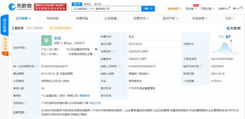 工商变更 tcl金服控股注册资本增至25亿 增幅达150